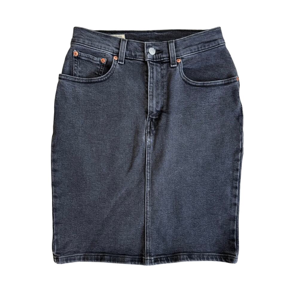 Levi’s Mom Back Gray Black Denim Pencil Skirt Size 27